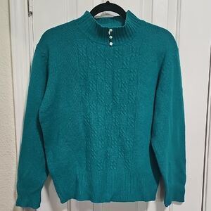 Robert Scott LtD Teal Cable Knit Sweater Size L